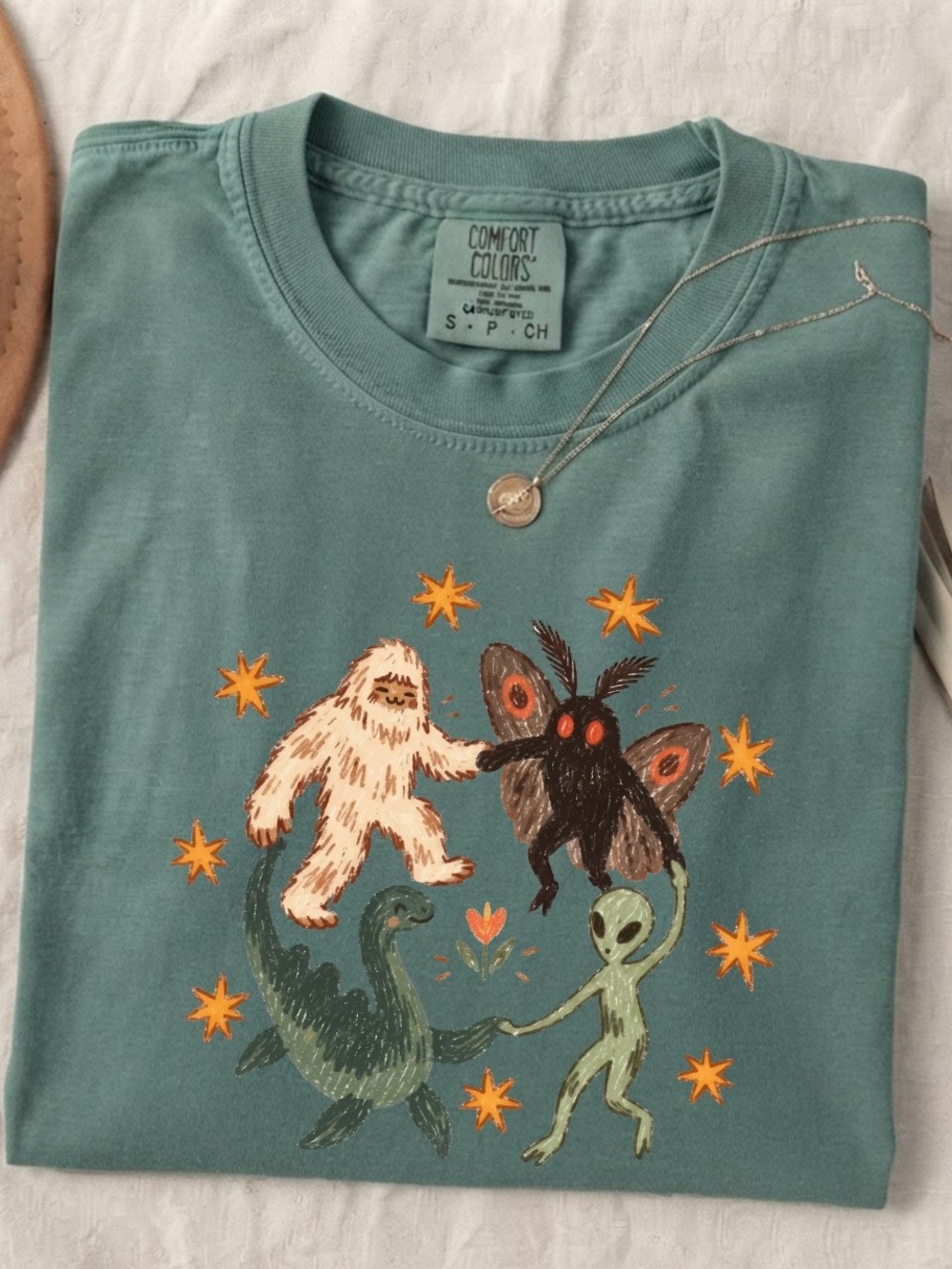 Cryptid Bigfoot Mothman Alien Loch Ness Monster Comfort Colors T-Shirt